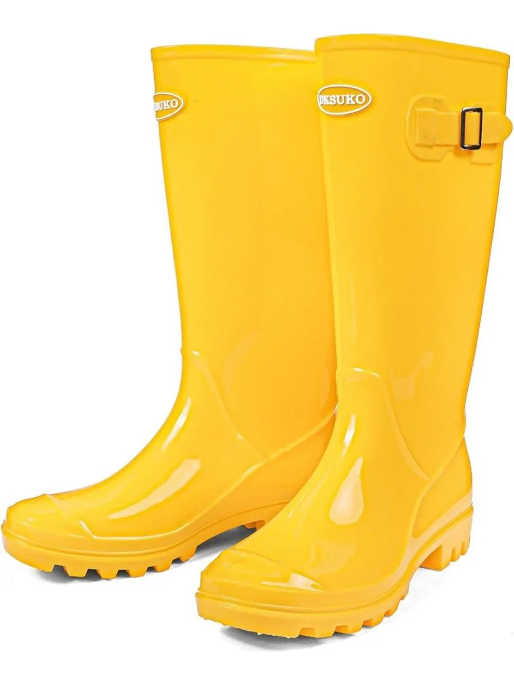 Women's Bright Yellow Tall Waterproof Rain Boots Rubber Wide Calf Garden Boots